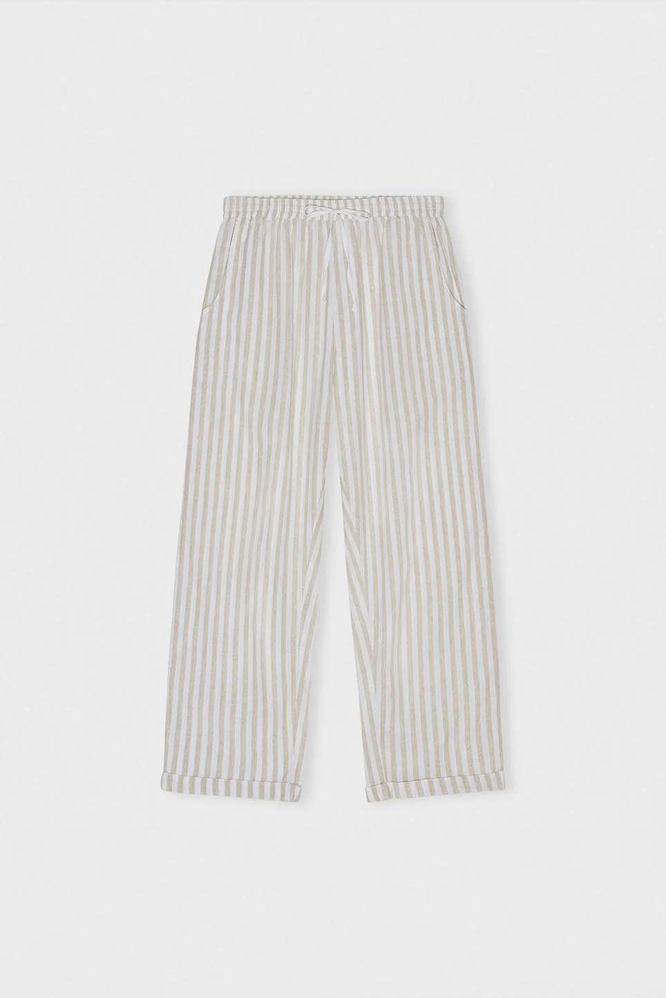 Broek Cecile nature/white stripe