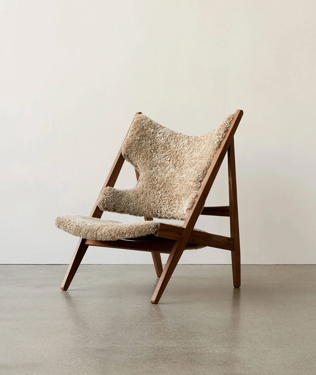 Fauteuil knitting sheepskin - walnut | sahara